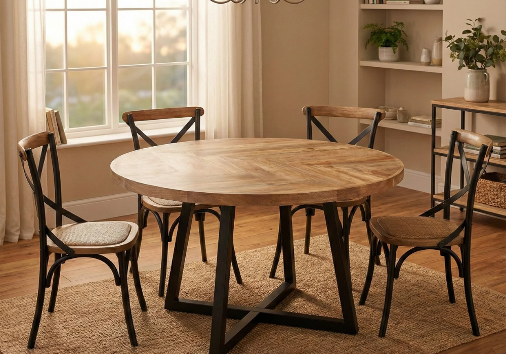 Round Wooden Dining Table Layout
