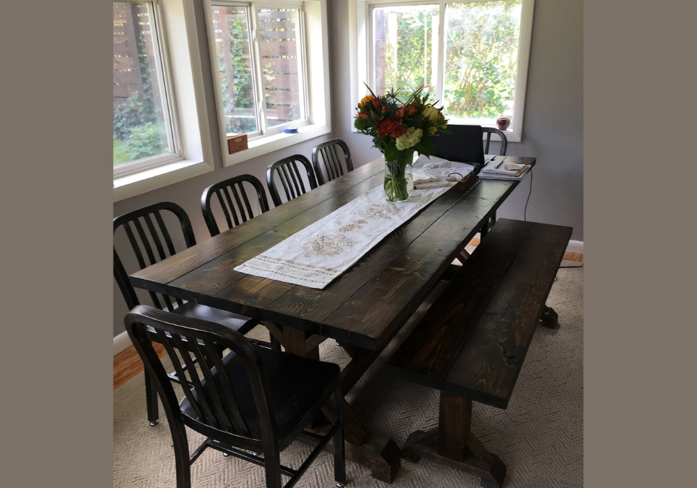 Rustic Dark Wood Dining Table Design
