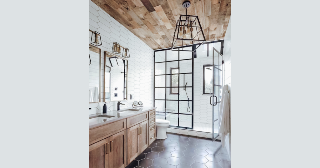 Shiplap Ceiling for a Unique Bathroom Detail