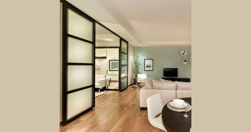 Sliding Glass Door Partition for Living Room