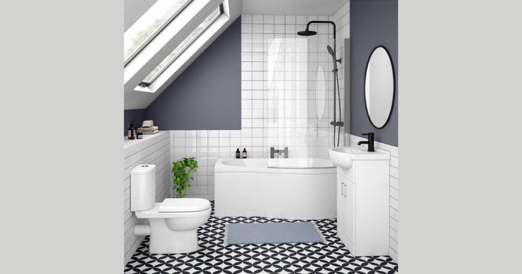 Small Bathroom Suite with Shower Over Bath