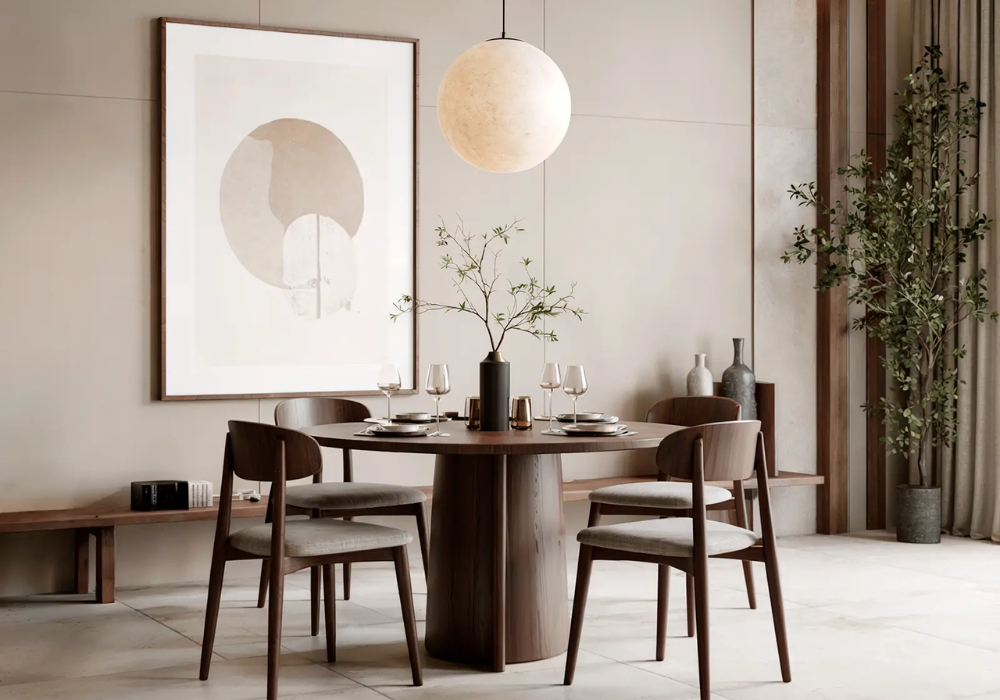 Small Space Japandi Dining Table Layout