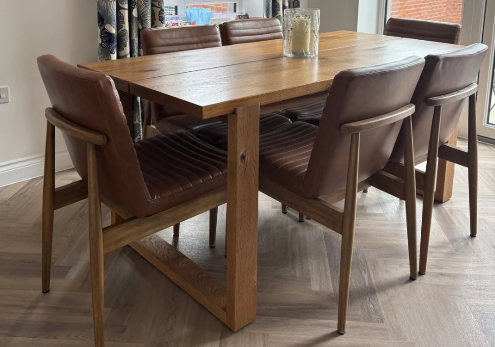Solid Oak Dining Table Setup
