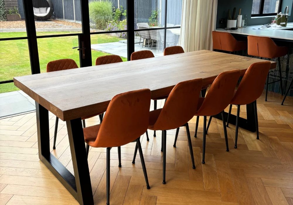 Solid Oak Dining Table Setup