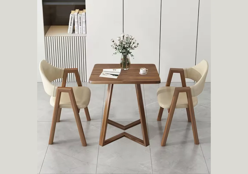 Square Dining Table With Two Upholstered Chairs