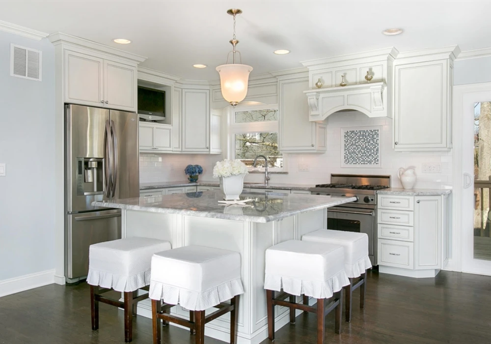 Square Kitchen Island with Built-In Dining Area