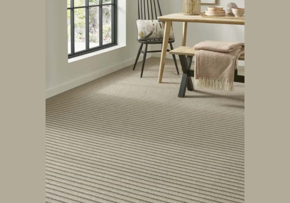 Subtle Striped Carpet for Structured Dining Spaces