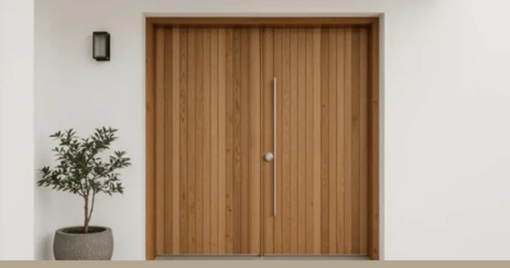 Vertical Wood Panel Door Accent
