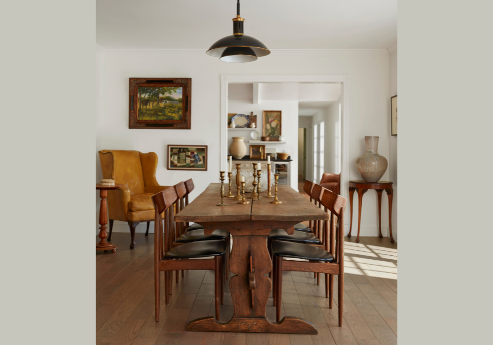 Vintage Dining Table with Brass Decor