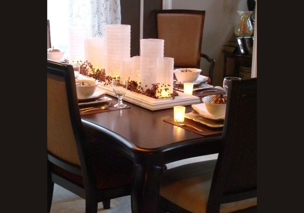Vintage Dining Table with Candle Centerpiece