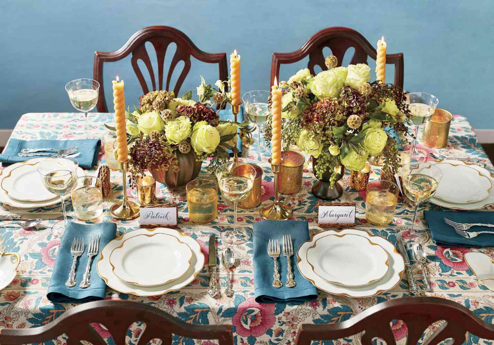 Vintage Dining Table with China Dinnerware