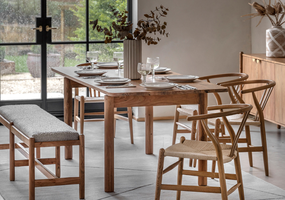 Vintage Dining Table with Floral Centerpiece