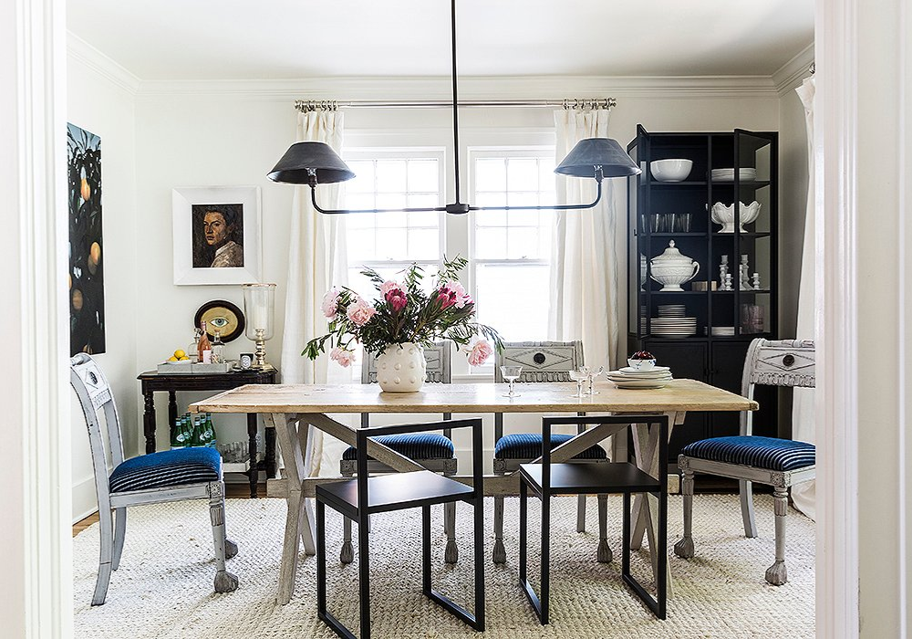 Vintage Dining Table with Mismatched Chairs