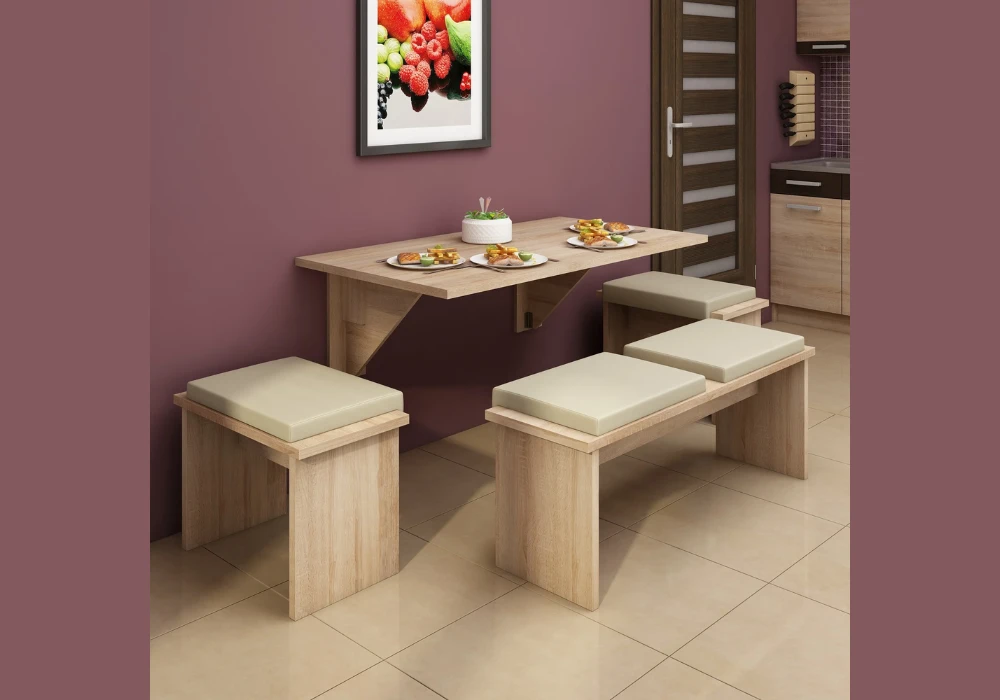Wall-Attached Drop-Down Dining Table