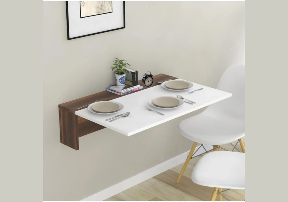 Wall-Mounted Fold-Down Table for Tiny Rooms