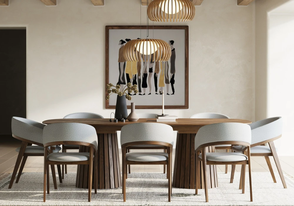 Walnut Mid Century Modern Dining Table Setup