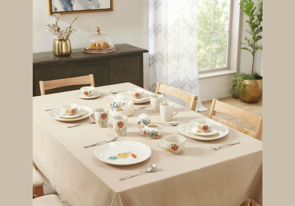 White Ceramic Dish Display on dining table