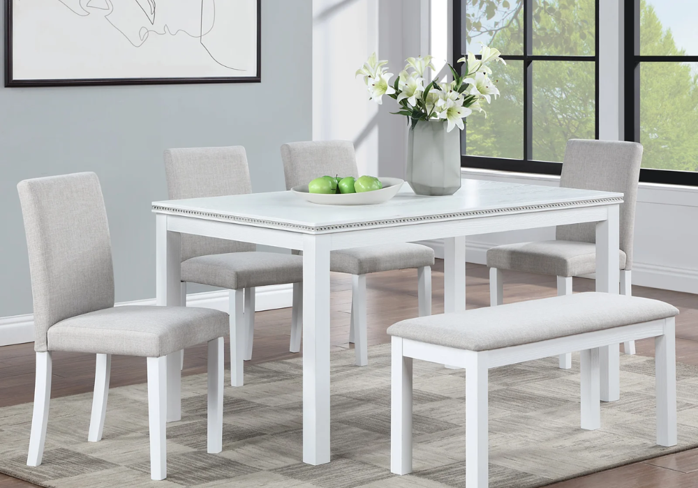 White Dining Table With Bench Seating