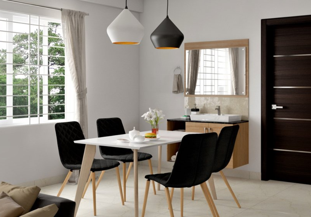 White Dining Table With Black Chairs