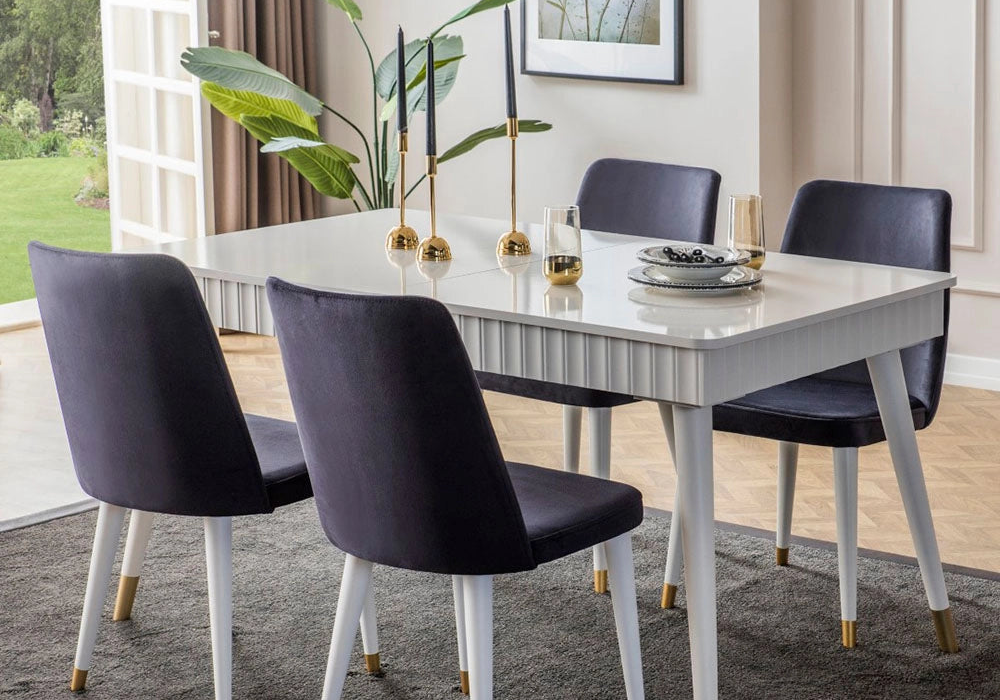 White Dining Table With Upholstered Chairs