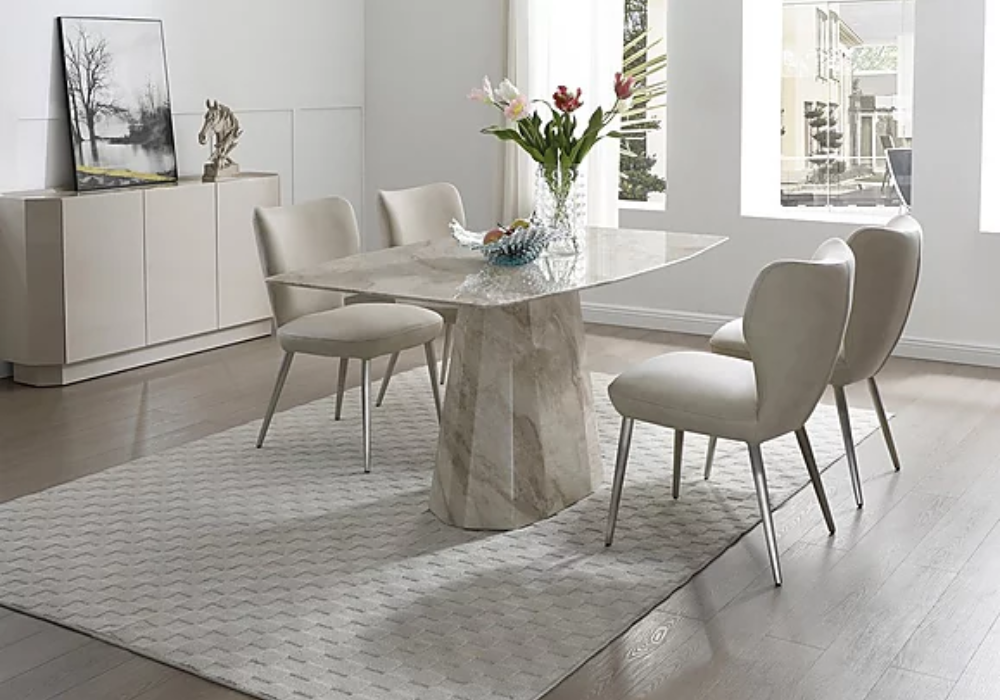 White Marble Dining Table Setup