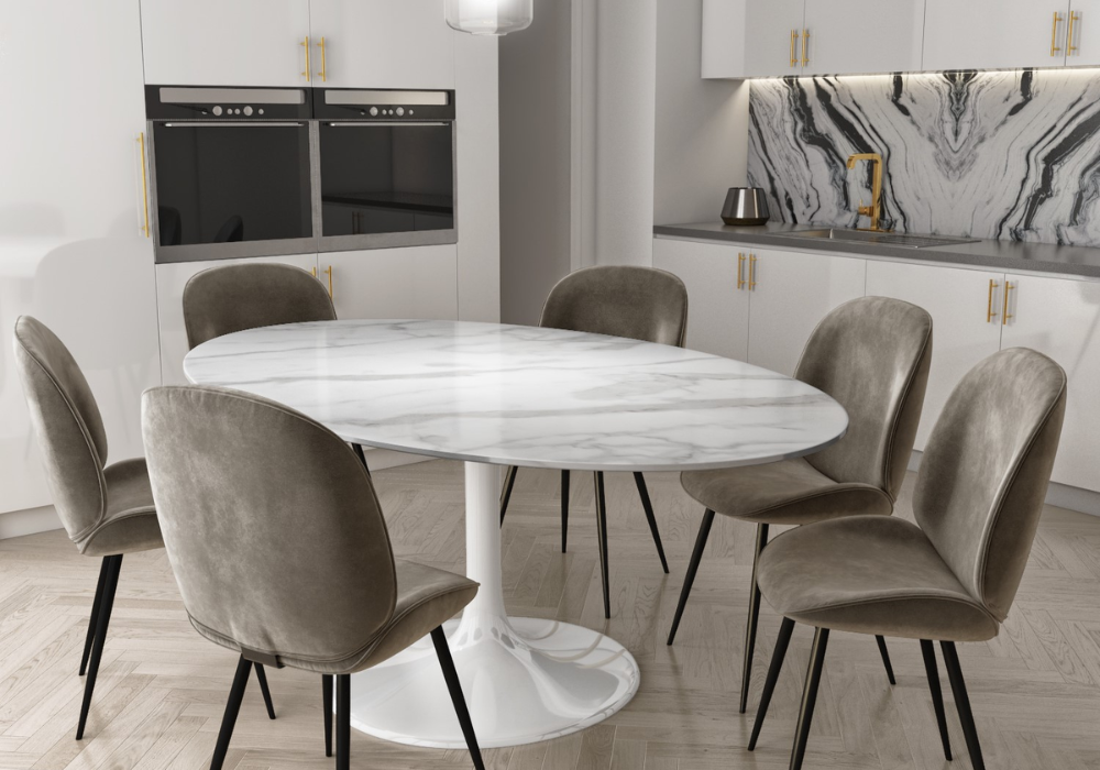 White Oval Dining Table for Bright Dining Rooms