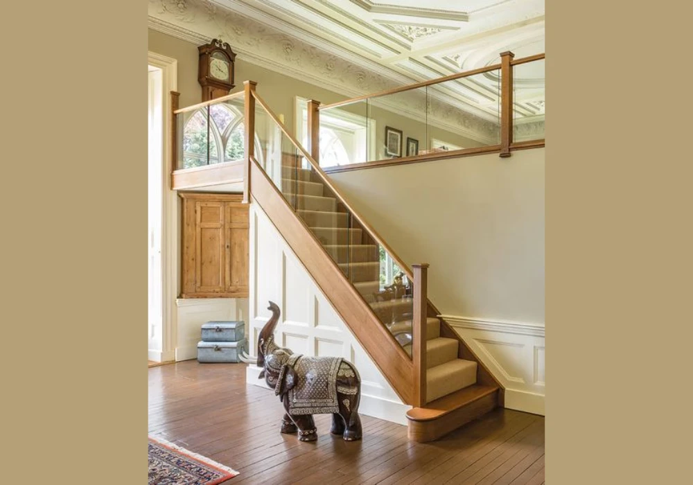 Wood and Glass Railing Ideas for Indoor Stairs