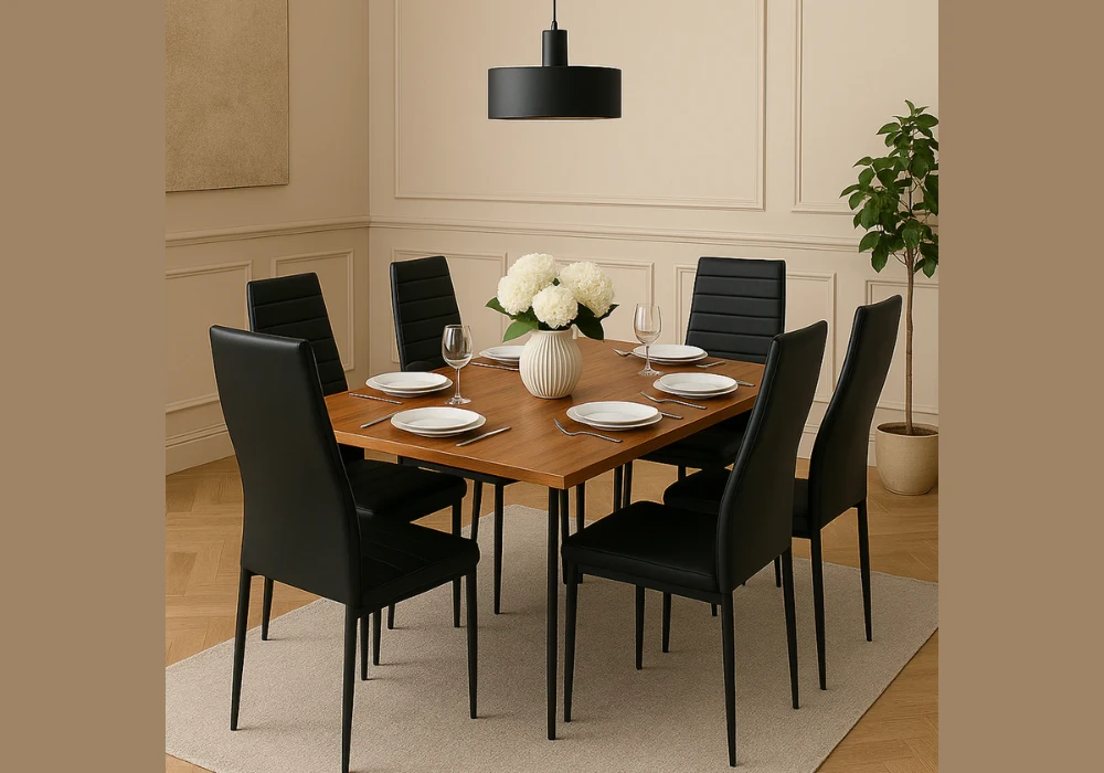 Wooden Dining Table With 6 Chairs for Everyday Warmth