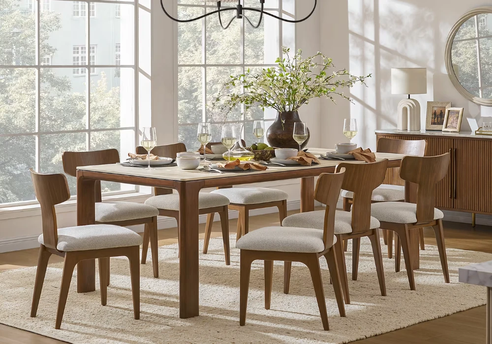 Wooden Dining Table With 8 Chairs for Everyday Warmth