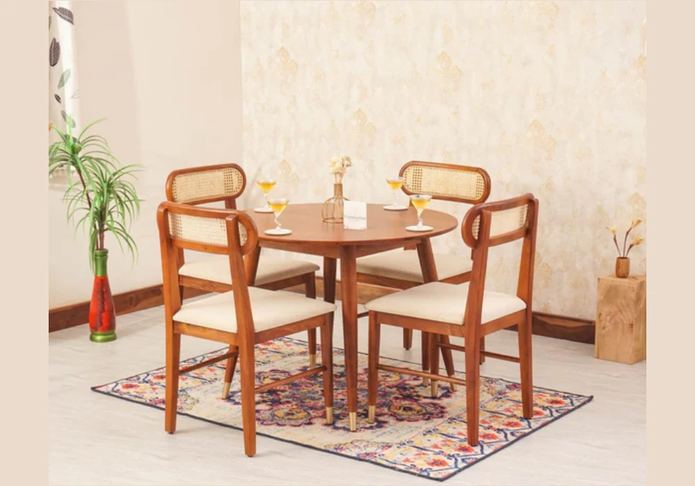 Wooden Dining Table for 4 for a Warm Everyday Setup