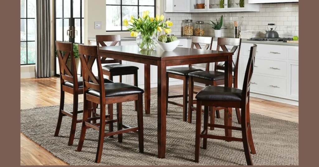 Wooden Dining Table with Matching Wooden Chairs