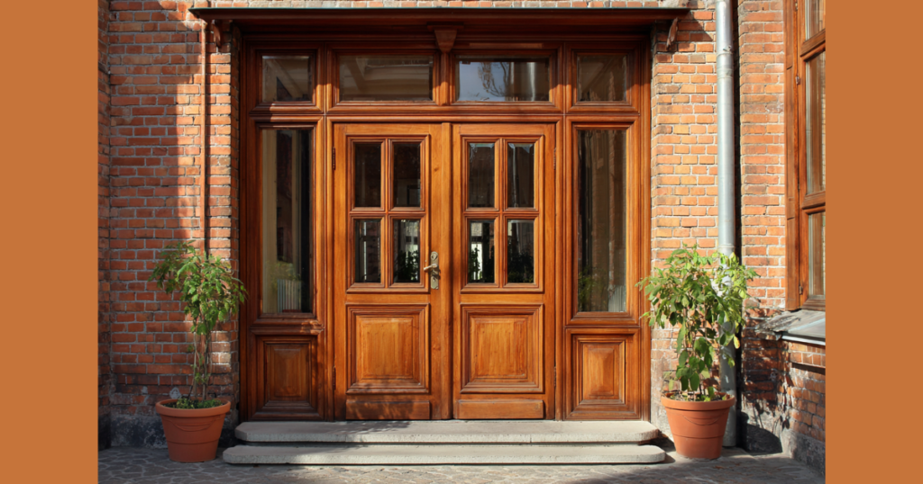 Wooden Door With Glass Panel Design