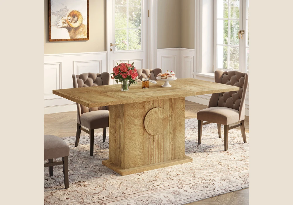 Wooden Farmhouse 55 Inch Dining Table Idea