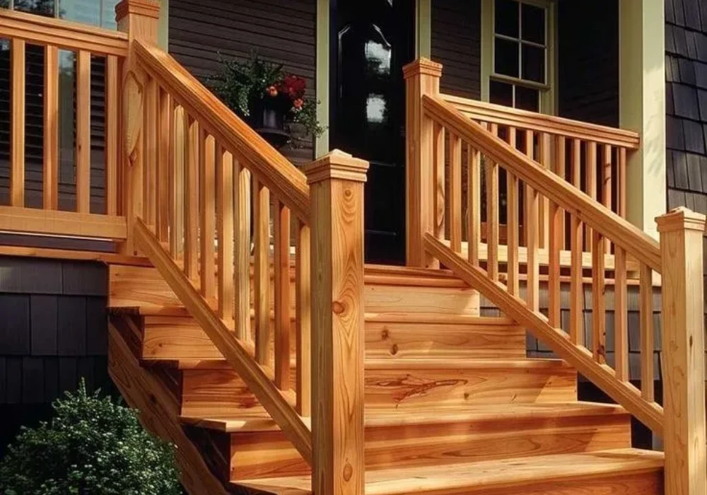 Wooden Railing Ideas for Outdoor Stairs