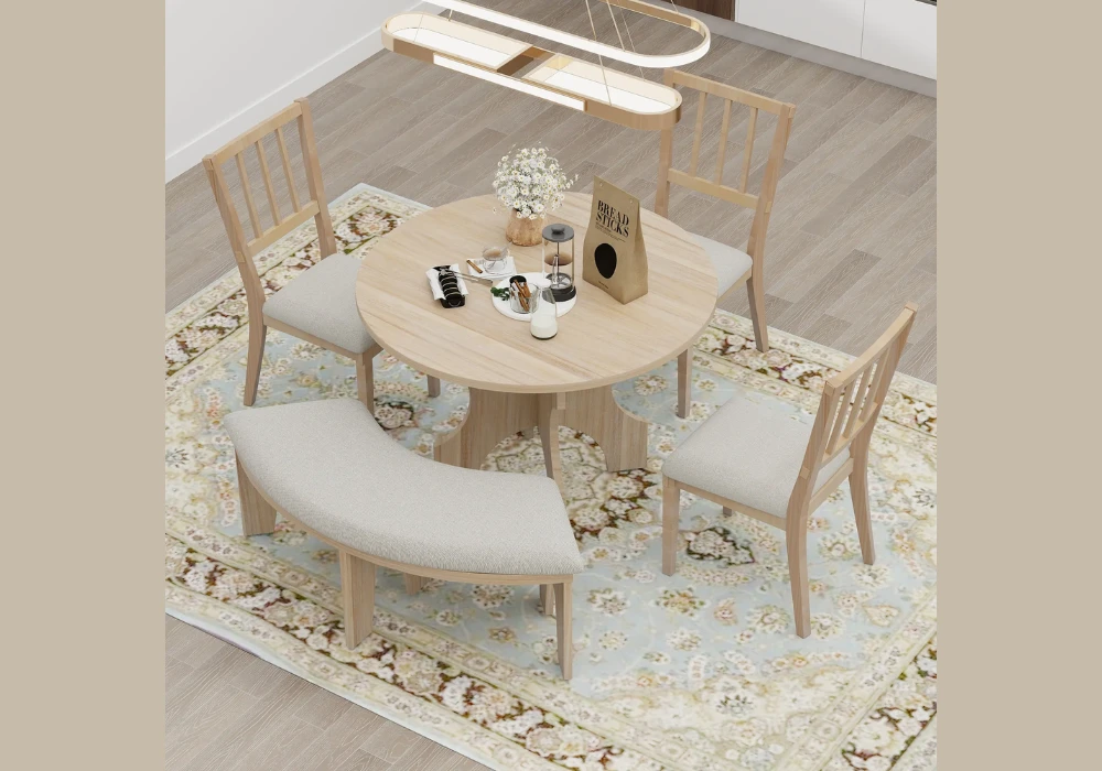 bench and chair dining table for 4 for flexible seating