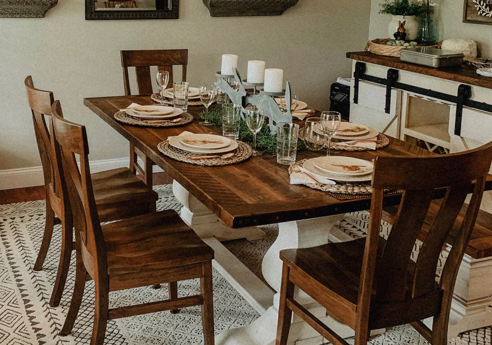 farmhouse rustic dining table setup