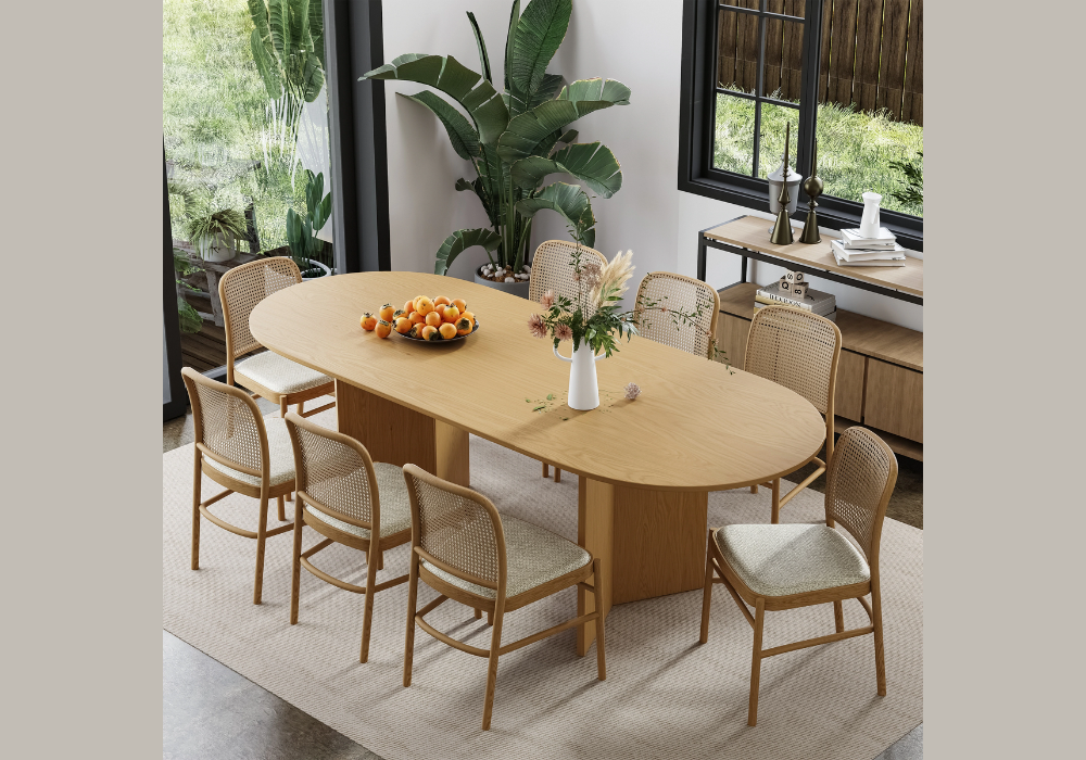 farmhouse style oval dining table