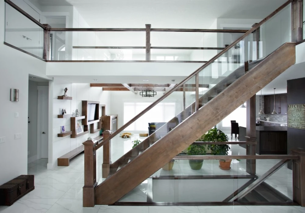 glass panel railing design ideas for open spaces