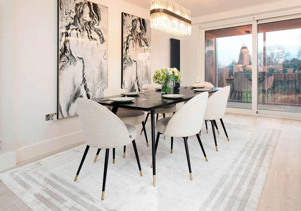 large border carpet for elegant dining rooms