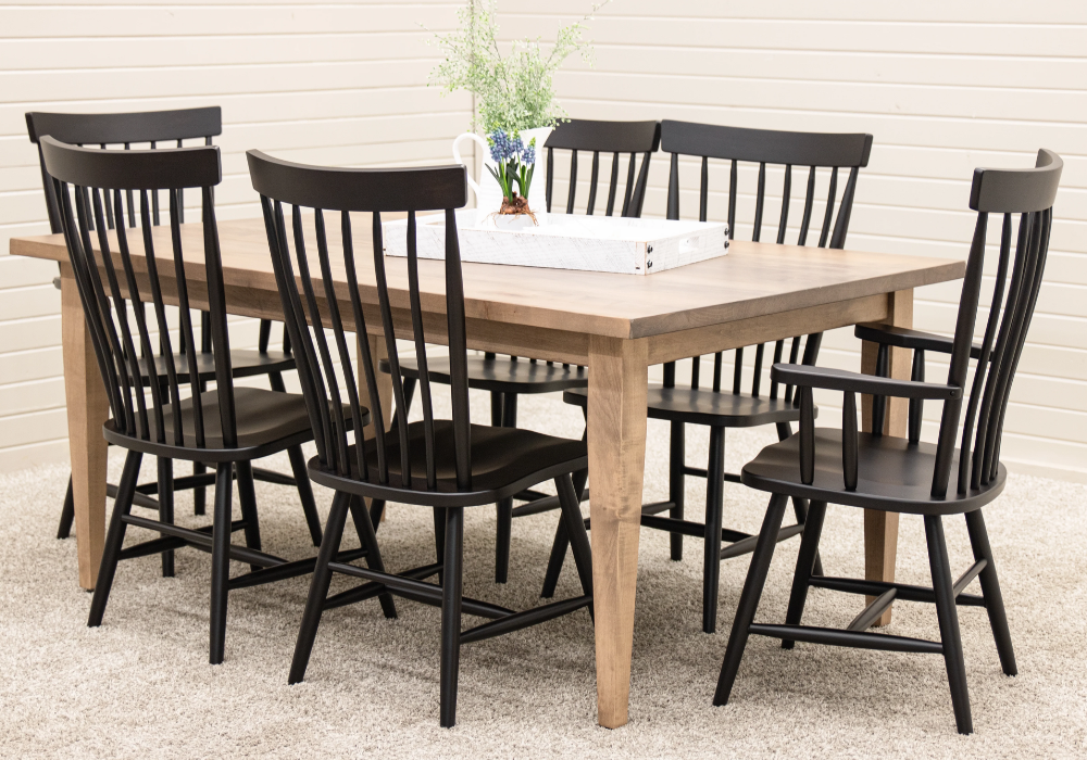 light oak dining table with neutral chairs