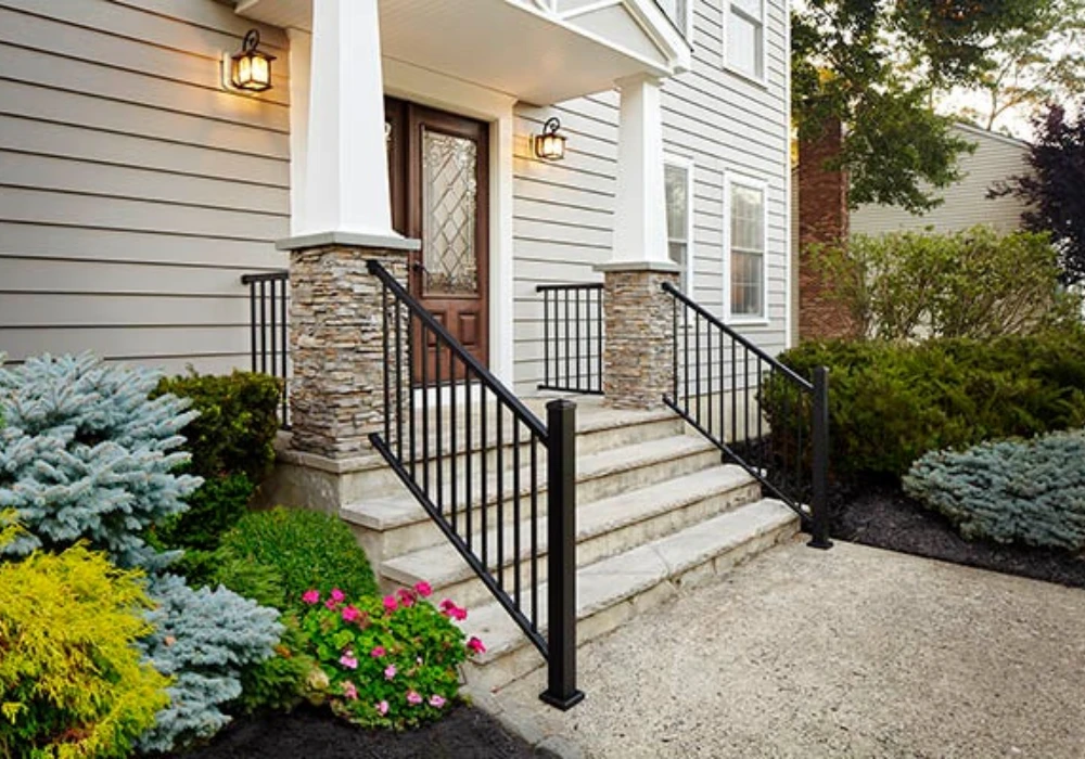 minimal outdoor stair railing ideas