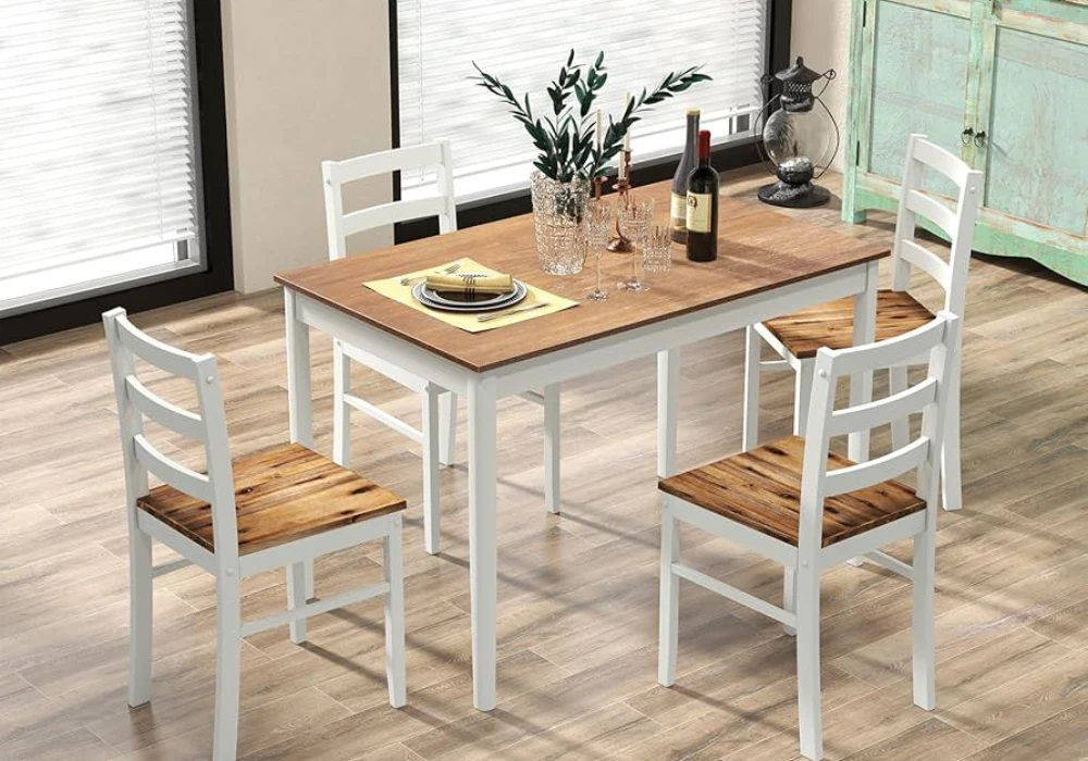 rectangular dining table with 4 chairs for narrow rooms