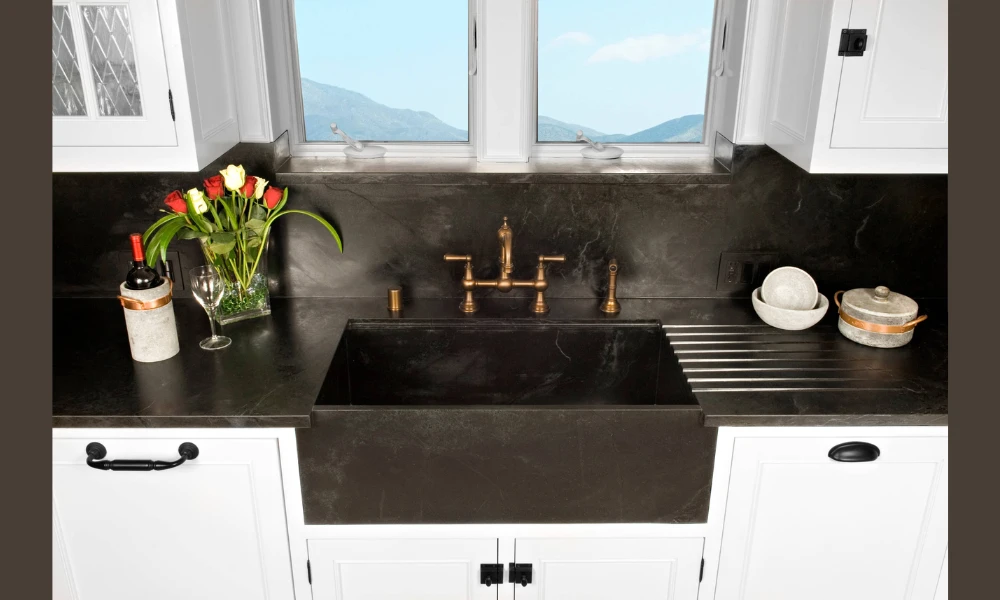 Apron-front fireclay kitchen sink idea for a timeless statement