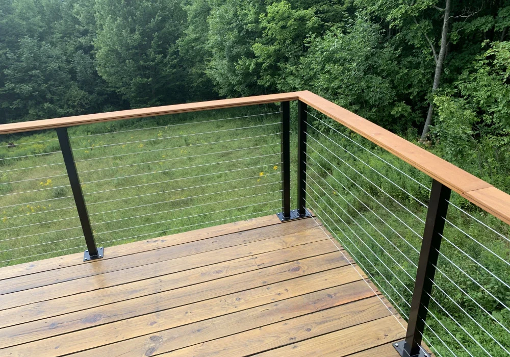 Cable Railing with Natural Wood Top Rail