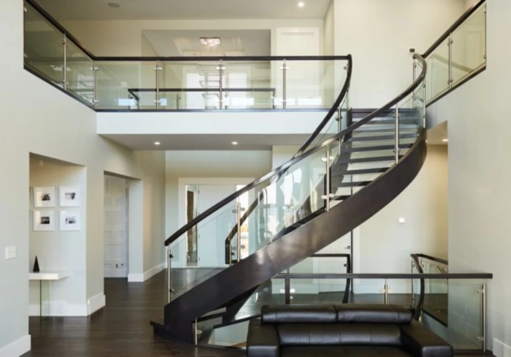 Curved Glass Stair Railing Ideas for a Custom Feel