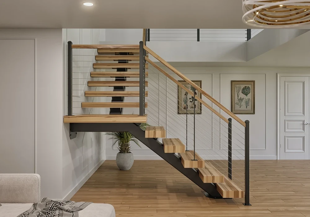 Floating Wood Stair Railing Ideas for a Clean, Airy Look