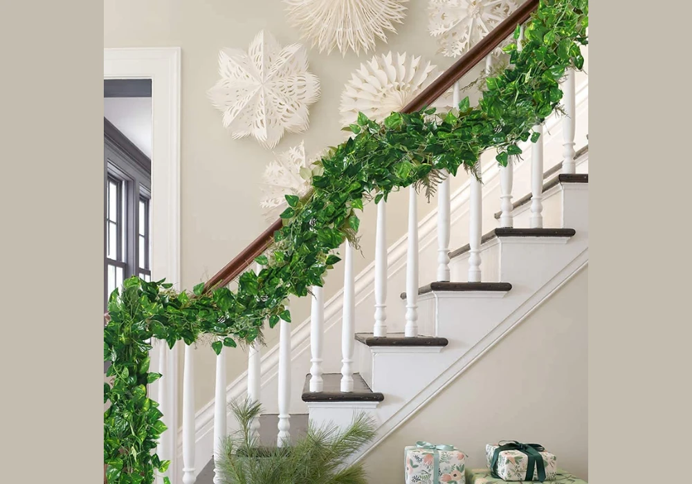 Greenery Railing Decoration Ideas with Faux Vines