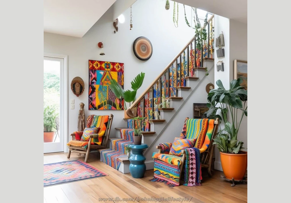 Macramé and Beaded Accents for a Boho-Inspired Stair Railing