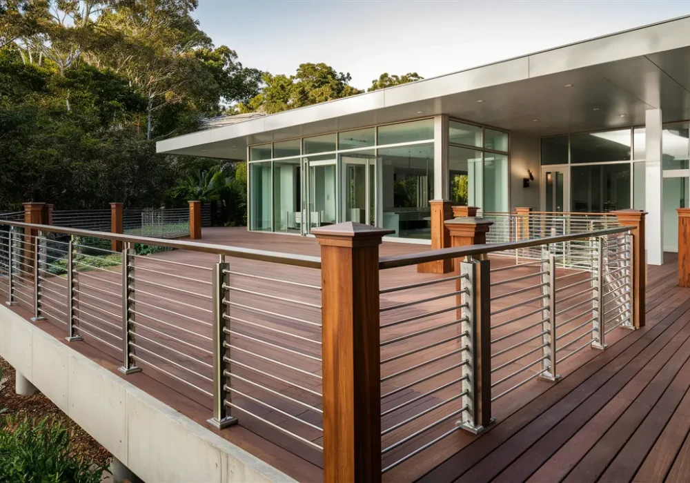 Metal and Wood Balcony Railing Ideas for Industrial Farmhouse Vibes