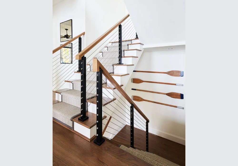 Modern Wood Stair Railing Ideas with Cable
